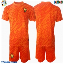 Camisa de Futebol França Goleiro Equipamento Secundário Infantil Europeu 2024 Manga Curta (+ Calças curtas)